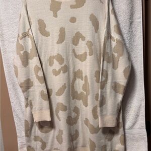 Beige Leopard Print  Plus Size Sweater